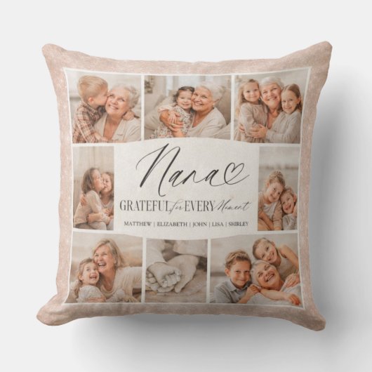 Elegant Custom Nana Photo Collage Keepsake クッション (正面)