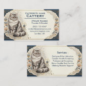 Elegant Custom Persian Cat Cattery Business Card  名刺 (正面/裏面)