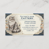 Elegant Custom Persian Cat Cattery Business Card  名刺 (正面)