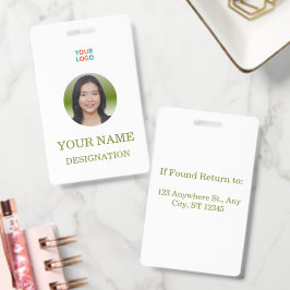Elegant Custom Photo & Name Badge Design バッジ