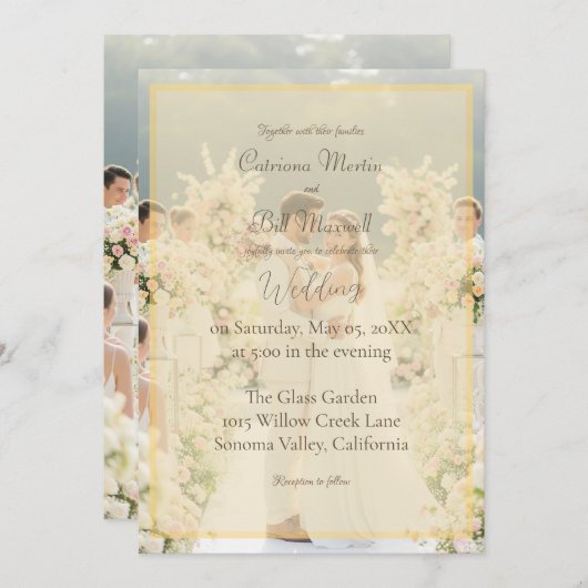 Elegant Custom Photo Wedding Invitation 招待状 (正面/裏面)