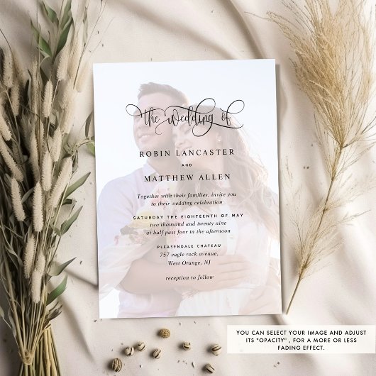 Elegant Custom Photo with QR Code Wedding 招待状