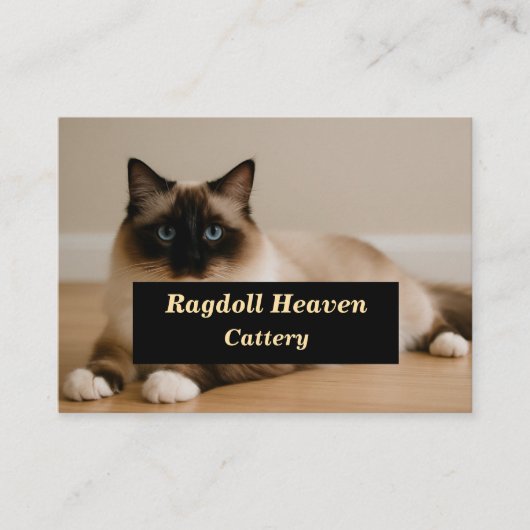 Elegant Custom Ragdoll Cat Cattery Business Card 名刺 (正面)