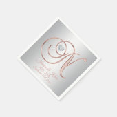 Elegant Custom Silver Grey Rose Gold Wedding スタンダードカクテルナプキン (角)