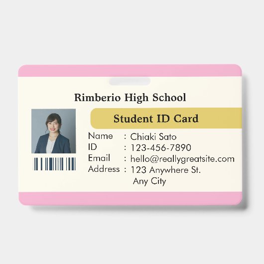 Elegant Custom Student ID Card Design バッジ (正面)
