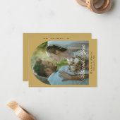 Elegant Custom Text Photo Wedding Note Card ノートカード (正面/裏面インサイチュ)