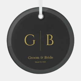 Elegant Custom Wedding Glass Ornament BLack ガラスオーナメント