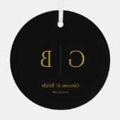 Elegant Custom Wedding Glass Ornament BLack ガラスオーナメント (裏面)