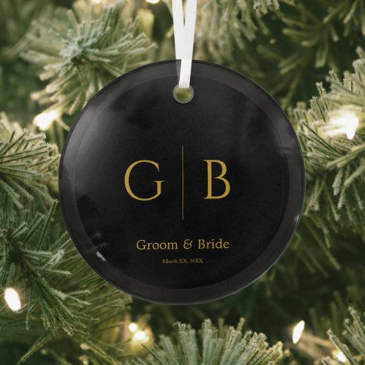Elegant Custom Wedding Glass Ornament BLack ガラスオーナメント (インサイチュ)