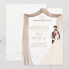 Elegant Custom Wedding Invitation - Romantic Bride 招待状
