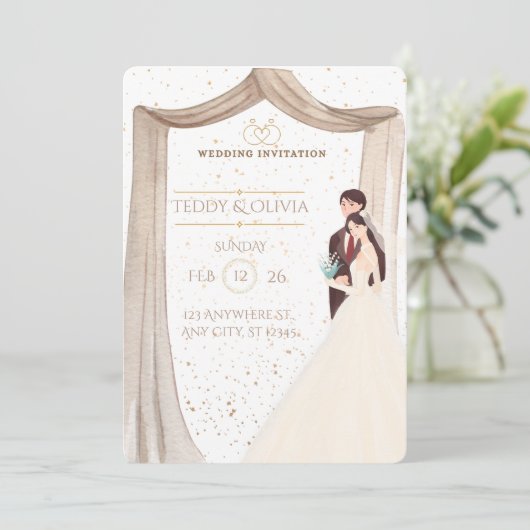 Elegant Custom Wedding Invitation - Romantic Bride 招待状 (スタンド正面)