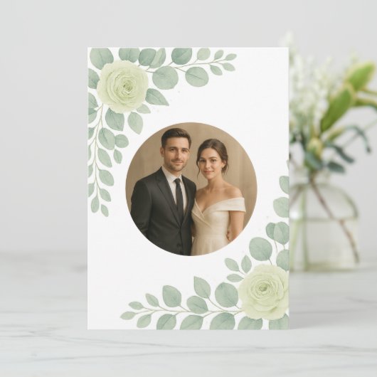 Elegant Custom Wedding Invitation with Accents 招待状 (スタンド正面)