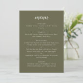 Elegant Custom Wedding Menu Template Olive Moss メニュー (スタンド正面)