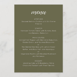 Elegant Custom Wedding Menu Template Olive Moss メニュー