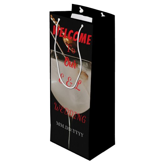 Elegant Custom Wedding Wine Invitation Gift Bag ワインギフトバッグ (裏面アングル)