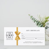 Elegant Custom White Business Gift Certificate (スタンド正面)