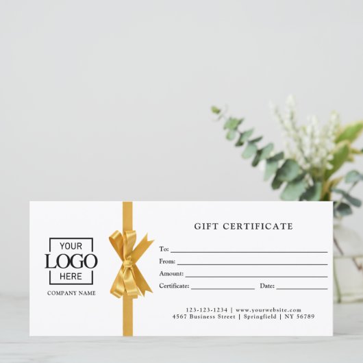 Elegant Custom White Business Gift Certificate (スタンド正面)