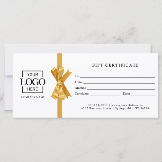 Elegant Custom White Business Gift Certificate (正面)