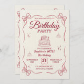 Elegant Customizable Birthday Invitation Card 招待状 (正面/裏面)