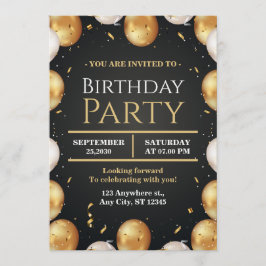 Elegant Customizable Birthday Invite Modern card 招待状