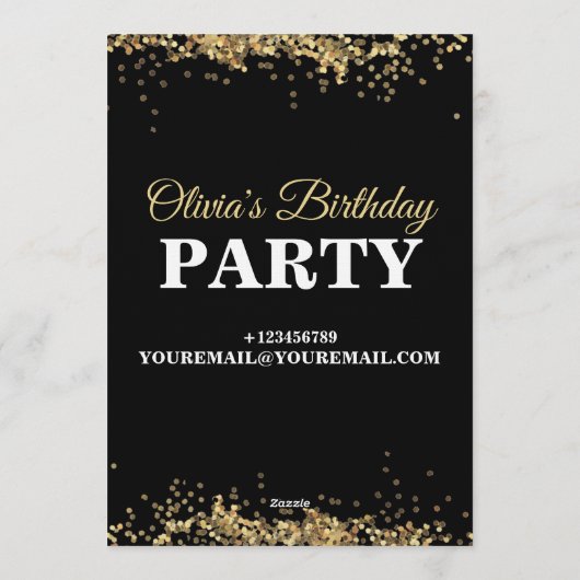 Elegant Customizable Birthday Invite Stylish card 招待状 (裏面)