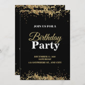 Elegant Customizable Birthday Invite Stylish card 招待状 (正面/裏面)