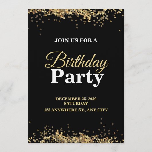 Elegant Customizable Birthday Invite Stylish card 招待状 (正面)