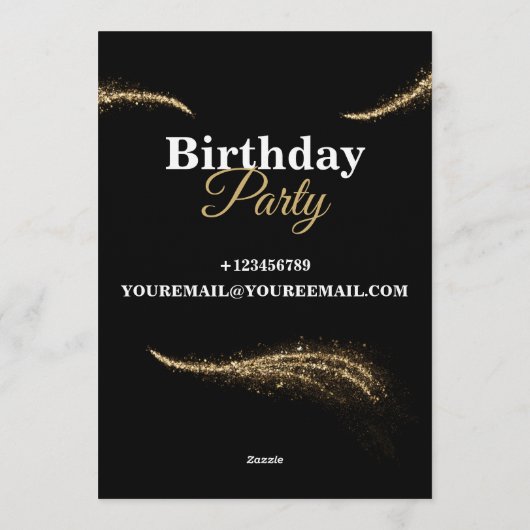 Elegant Customizable Birthday Invite Stylish Card 招待状 (裏面)