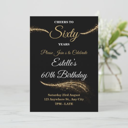 Elegant Customizable Birthday Invite Stylish Card 招待状 (スタンド正面)