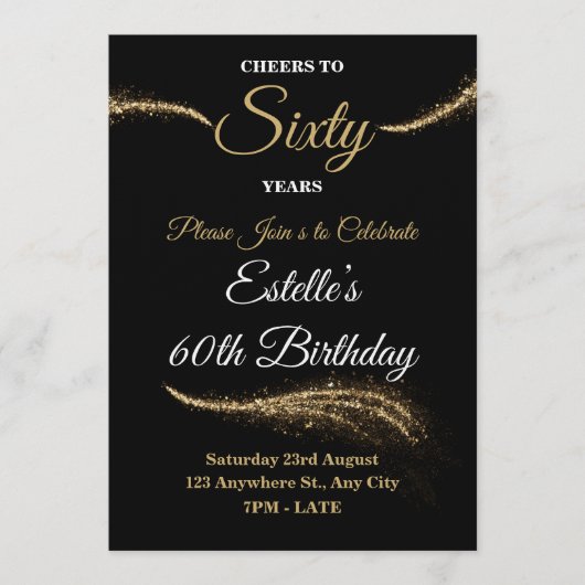 Elegant Customizable Birthday Invite Stylish Card 招待状 (正面)