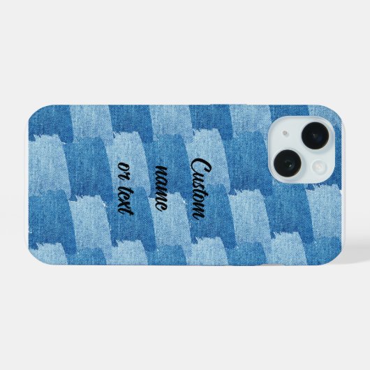 Elegant Customizable Blue Denim Phone Case iPhone 15ケース (裏面横)