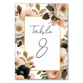 Elegant Customizable Floral Table Number Cards テーブルナンバー