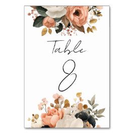 Elegant Customizable Floral Table Number Cards テーブルナンバー