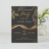 Elegant Customizable Gold Floral Retirement Party  招待状 (スタンド正面)