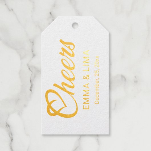 Elegant Customizable Gold Foil Holiday Label Gift ギフトタグ (正面)
