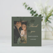 Elegant customizable olive green wedding サンキューカード (スタンド正面)