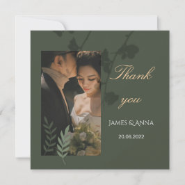 Elegant customizable olive green wedding  サンキューカード