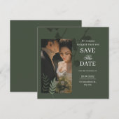 Elegant customizable olive green wedding セーブザデート (正面/裏面)