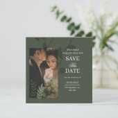 Elegant customizable olive green wedding セーブザデート (スタンド正面)