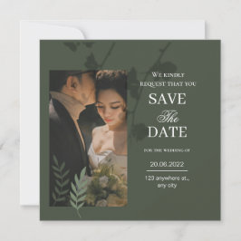 Elegant customizable olive green wedding  セーブザデート