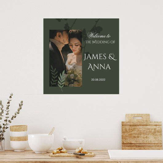 Elegant customizable olive green wedding ポスター (キッチン)