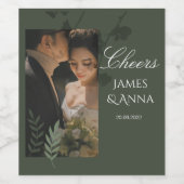 Elegant customizable olive green wedding ワインラベル (シングルラベル)