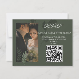 Elegant customizable olive green wedding  出欠カード
