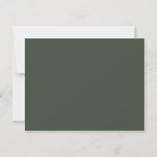 Elegant customizable olive green wedding  出欠カード (裏面)