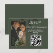 Elegant customizable olive green wedding 出欠カード (正面/裏面)