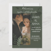 Elegant customizable olive green wedding 招待状 (正面)