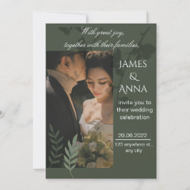 Elegant customizable olive green wedding  招待状