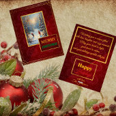 Elegant Customizable Photo Red & Gold Christmas シーズンカード