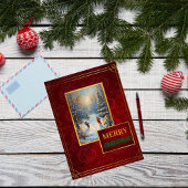 Elegant Customizable Photo Red & Gold Christmas シーズンカード