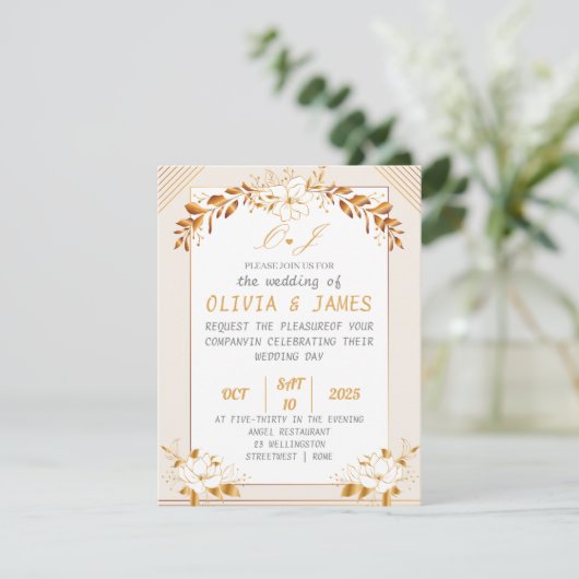 Elegant Customizable Wedding Invitation Card (スタンド正面)